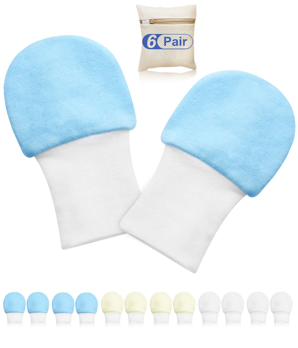 Newborn Baby Mittens Anti Scratch Baby Mittens No Scratch Mittens Baby Gloves for 0-6 Months Boys Girls(6 Pairs) - Image 1